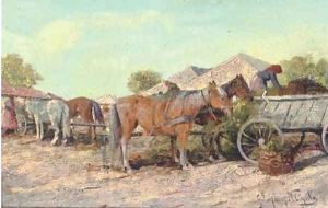 Feeding the horses by Continental School