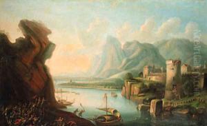 A fortress by a river under siege