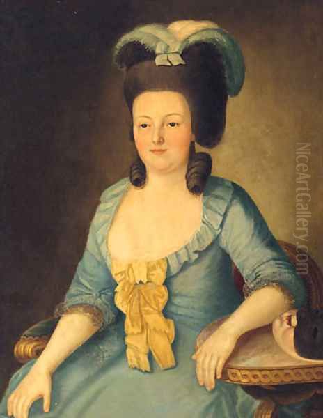 Portrait Of A Lady, Seated Three-Quarter-Length, In A Blue Dress - view 1