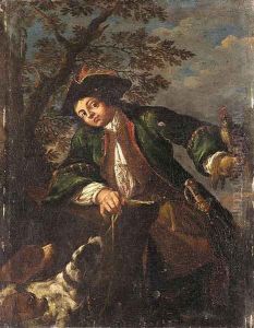 A Falconer and his Hounds in a Landscape