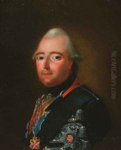 Portrait of a gentleman in military uniform with the Order of the Garter by German School