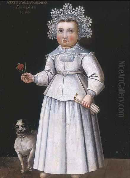 Portrait of a young girl, full-length, in a white dress and a lace headdress - view 1