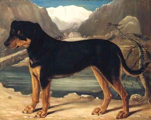 A Mountain Dog in an Alpine Landscape by German School