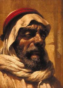 Portrait of a bearded Arab, bust-length, wearing a headdress