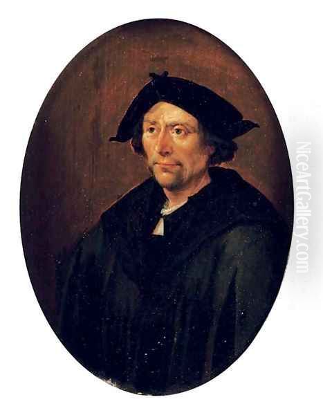 Portrait of a gentleman, half-length, in a black robe and a black hat - view 1