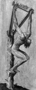 Christ suspended from the cross by German School