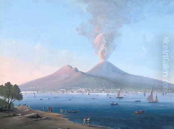 Figures on the Neapolitan coast before an active Vesuvius (illustrated) - view 1