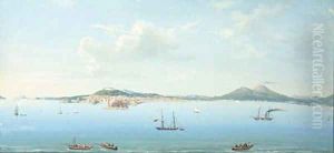 Shipping in the Bay of Naples, with Vesuvius erupting beyond by Neapolitan School