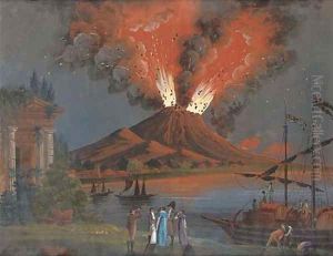 Travellers on the Grand Tour observing the eruption of Vesuvius