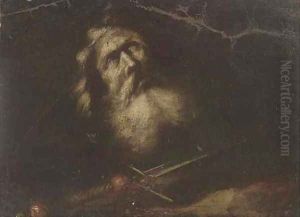A male saint before a sword