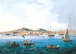 A view of Naples from the Sea looking towards the Castel dell'Ovo
