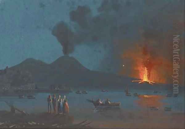 Vesuvius erupting by night, 1872 (illustrated) - view 1