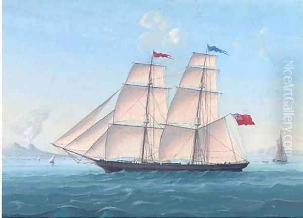 A British trading brig in the Mediterranean off Naples - view 1