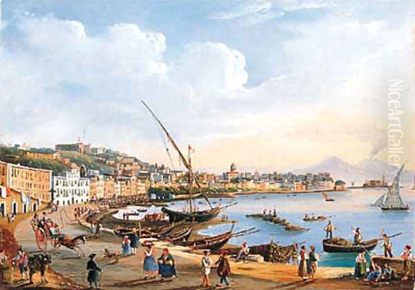 Fishermen and other Figures in conversation in the Harbour - view 1