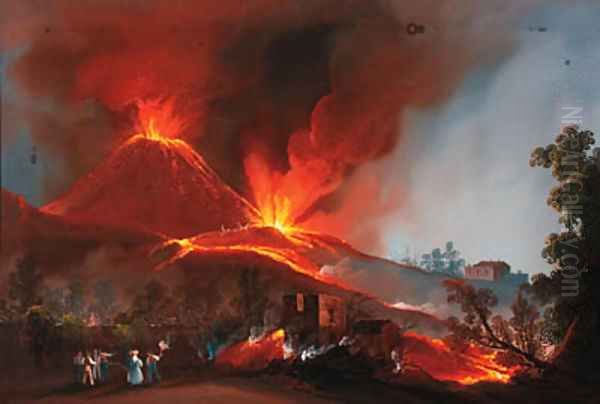 Vesuvius erupting by night - view 1