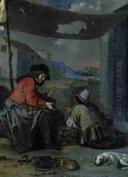 Two Figures Seated with a Dog - view 1