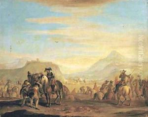 A cavalry encampment by Francesco Simonini
