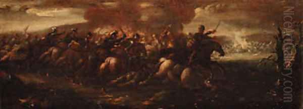 A cavalry battle between Crusaders and Turks - view 1