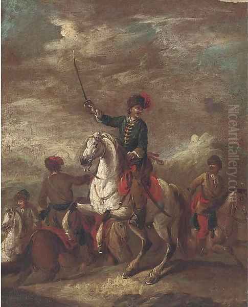 A cavalry officer leading his men - view 1