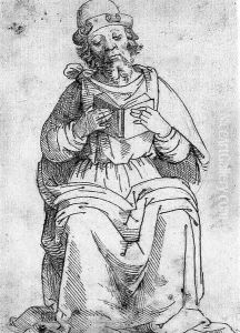 A seated figure reading a book