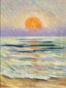 La Plage De L'atlantique Au Soleil Couchant by Nicolas Tarkhoff