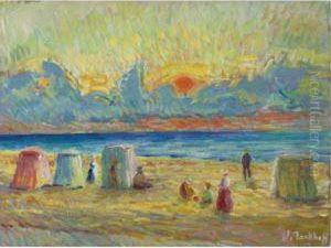 Plage Animee Au Cocher De Soleil by Nicolas Tarkhoff