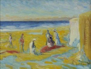 Scene De Plage A Souillac (etude)