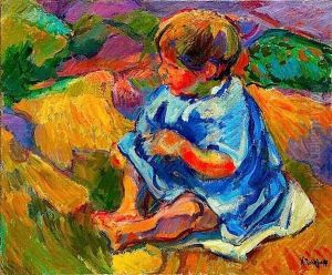 Bebe Jouant Dans Un Jardin