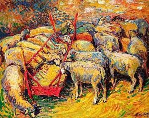 Moutons A L'etable Dans Le Perigord, Circa 1907 Moutons A L'etable Dans Le Perigord, Circa 1907