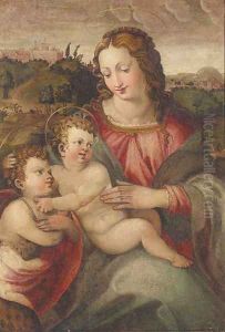 The Madonna and Child with the Infant Saint John the Baptist in a landscape by Florentine School