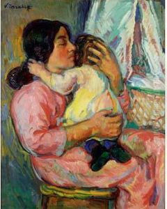 Madame Tarkhoff Assise Avec Son Fils Boris by Nicolas Tarkhoff