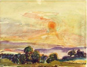 Coucher De Soleil Sur La Campagne by Nicolas Tarkhoff