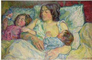 Madame Tarkhoff Et Ses Deux Enfants, Jean Et Boris by Nicolas Tarkhoff