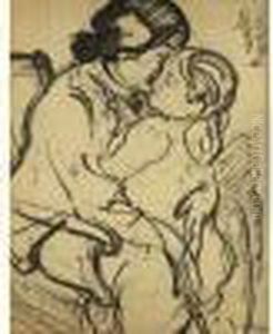 Etude Pour Madame Tarkhoff Et Sa Fille Hortencia, Circa 1915 by Nicolas Tarkhoff