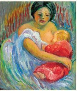 Madame Tarkhoff Allaitant Son Bebe by Nicolas Tarkhoff