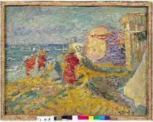 Nicolas Alexandrovitch Tarkhoff. Personnages Sur La Plage by Nicolas Tarkhoff