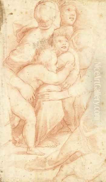 Women comforting two small children, after Raphael - view 1