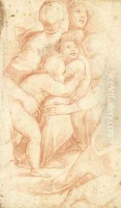 Women comforting two small children, after Raphael by Florentine School