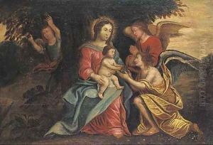 The Virgin and Child attended by Angels by Flemish School