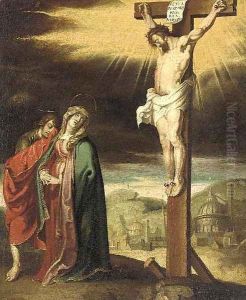 The Crucifixion with the Madonna and Saint John the Baptist at the foot of the Cross by Flemish School