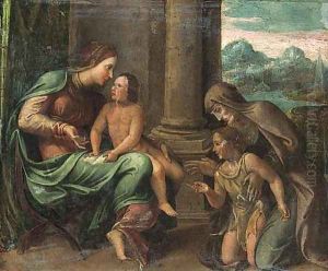 The Virgin and Child with the Infant Saint John the Baptist and Saint Anne by Flemish School