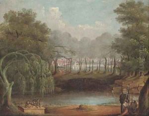 A landscape with hermit monks by Flemish School