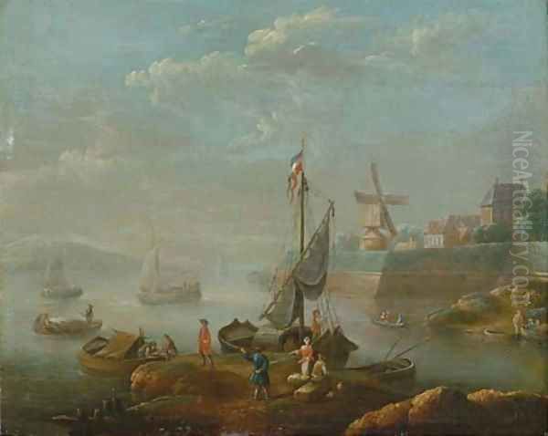 A river estuary with boats, a windmill beyond - view 1
