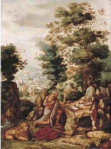 The Penitent Saint Jerome in an extensive landscape The Penitent Saint Jerome in an extensive landscape