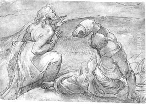 Studies of Apostles kneeling and reclining, for a Transfiguration - view 1