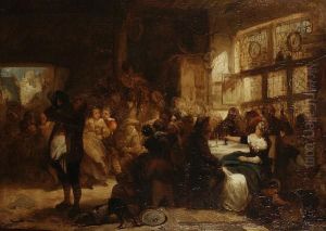 Figures Drinking In A Tavern by Herman Frederik Carel ten Kate