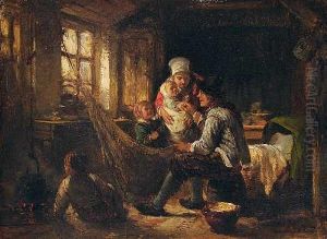 Fischerfamilie In Der Stube