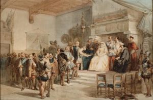 Margaret Of Parma Welcomes Dutch Noblemen On 5 April 1566 by Herman Frederik Carel ten Kate