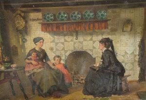 Attributed To Herman Fred Carel Ten Kate, Dutch -- Family Group In An Interior by Herman Frederik Carel ten Kate