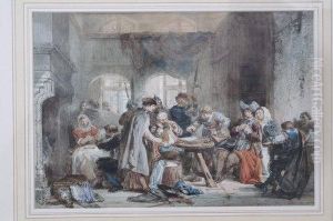 After The Battle, Tavern Interior With Pike Men And Soldiers Playing Games by Herman Frederik Carel ten Kate